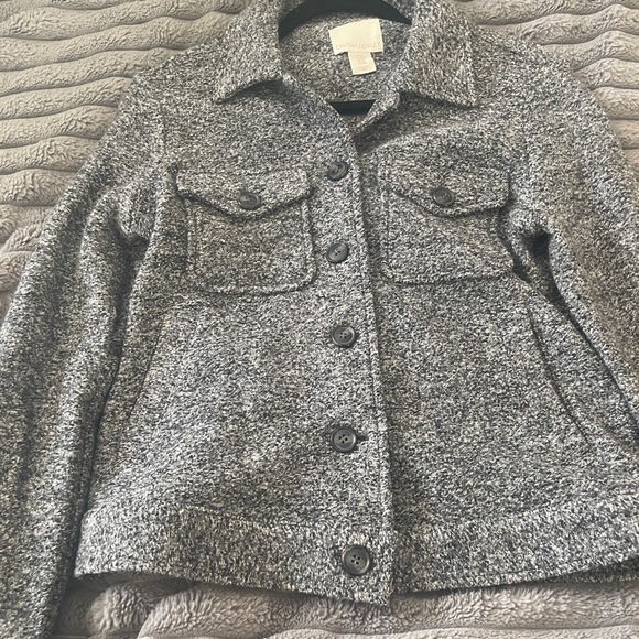 Cynthia Rowley Gray Heathered Knit Button Jacket - Picture 4 of 4